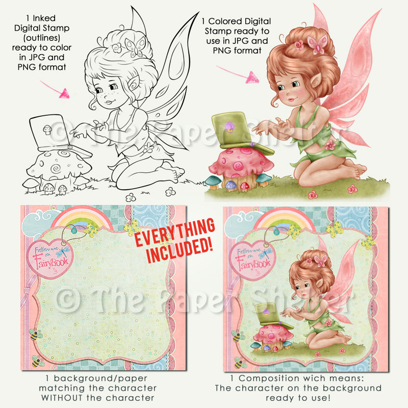 Follow me on FairyBook - Digital Stamp