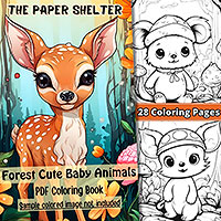 Forest Cute Baby Animals - Digital Coloring Book