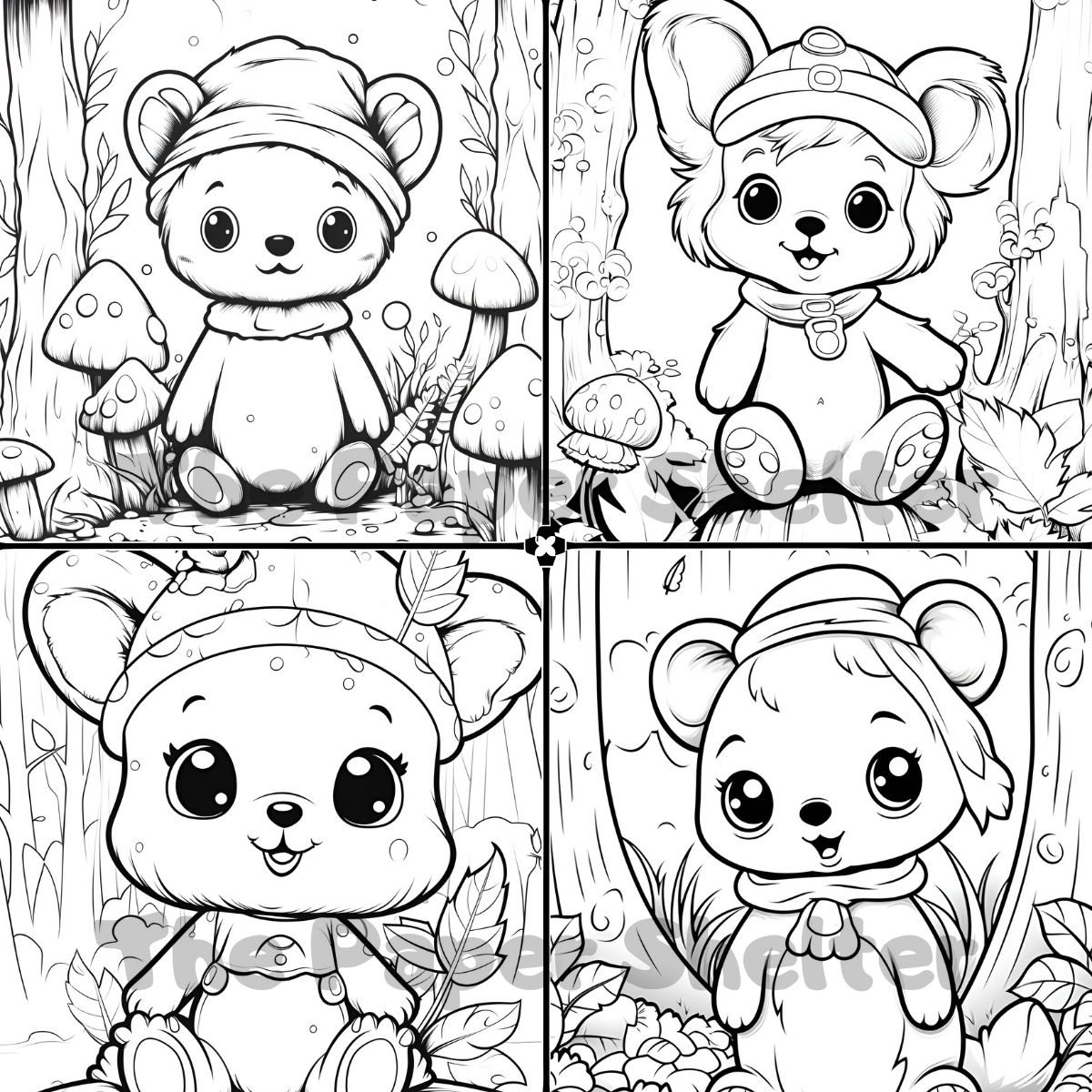 Forest Cute Baby Animals - Digital Coloring Book - Click Image to Close