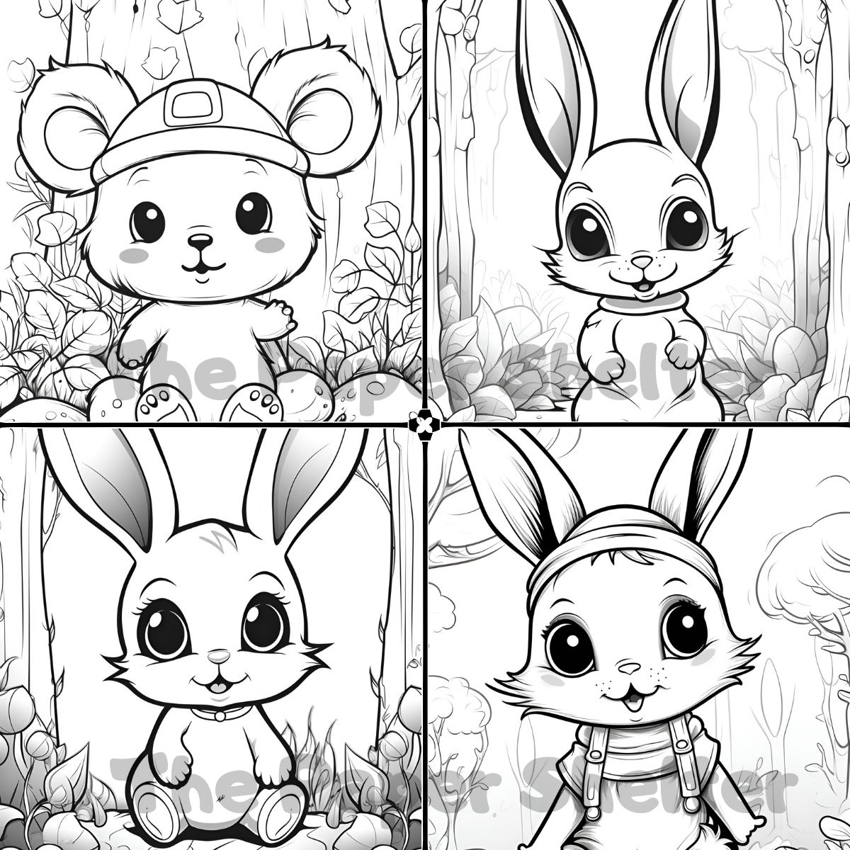 Forest Cute Baby Animals - Digital Coloring Book - Click Image to Close