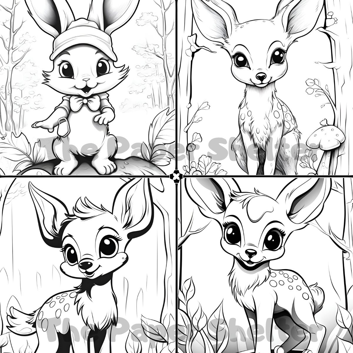 Forest Cute Baby Animals - Digital Coloring Book - Click Image to Close