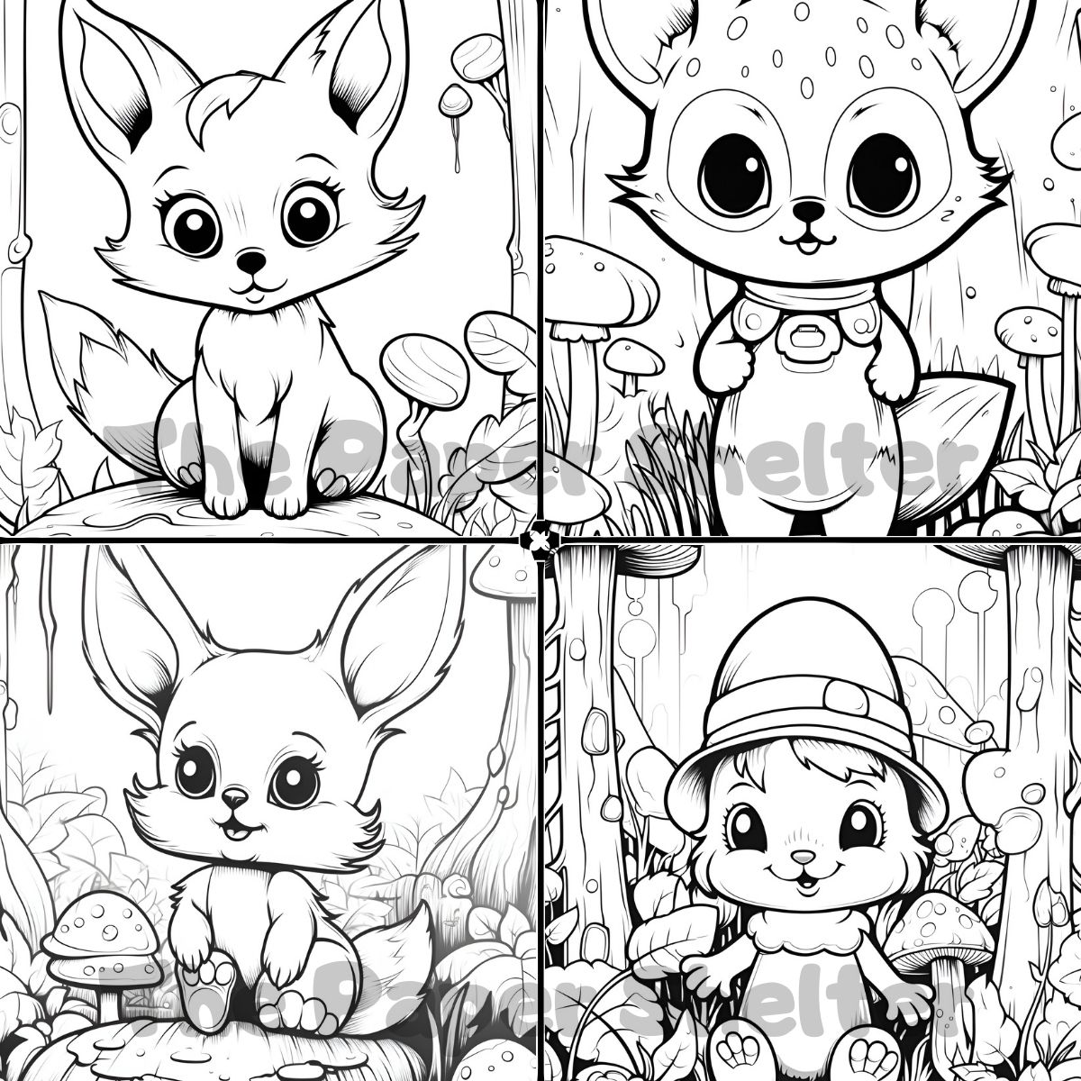Forest Cute Baby Animals - Digital Coloring Book - Click Image to Close
