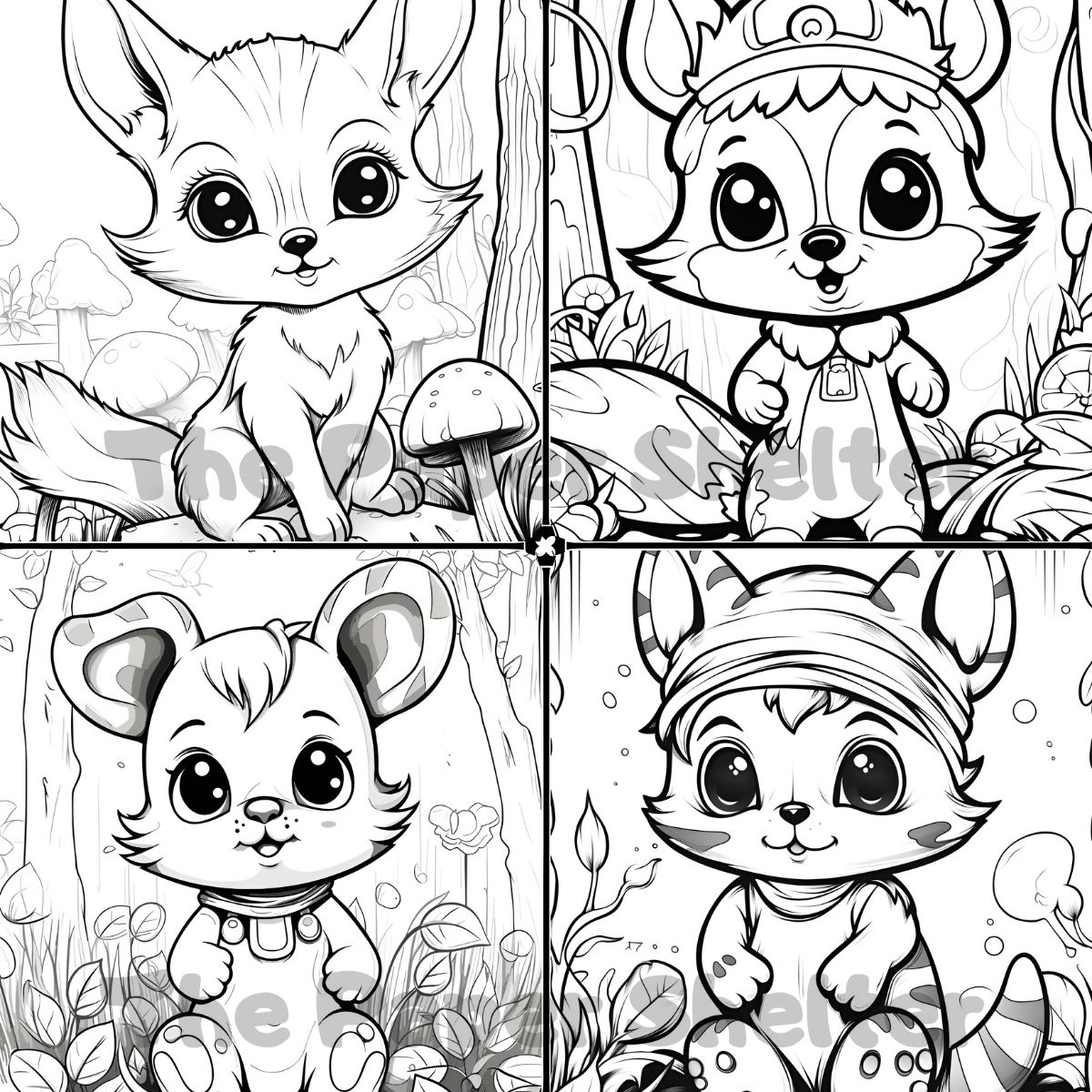 Forest Cute Baby Animals - Digital Coloring Book