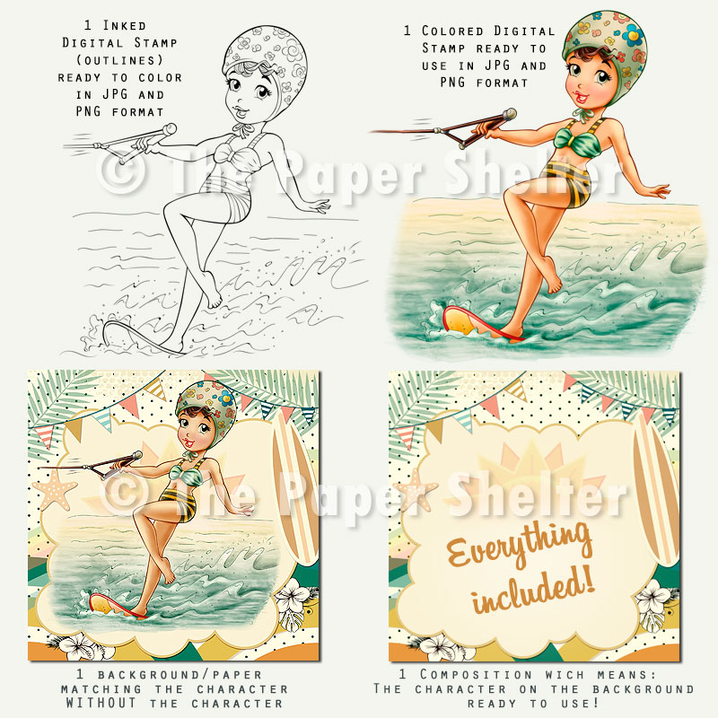Fun Over The Waves - Digital Stamp