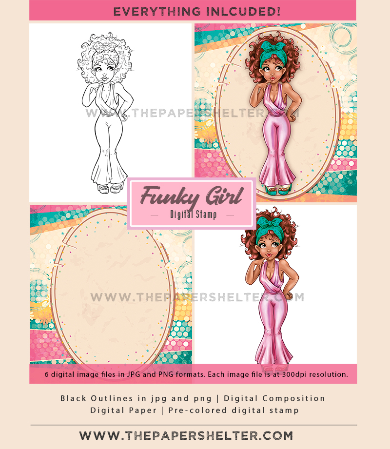 Funky Girl - Digital Stamp - Click Image to Close