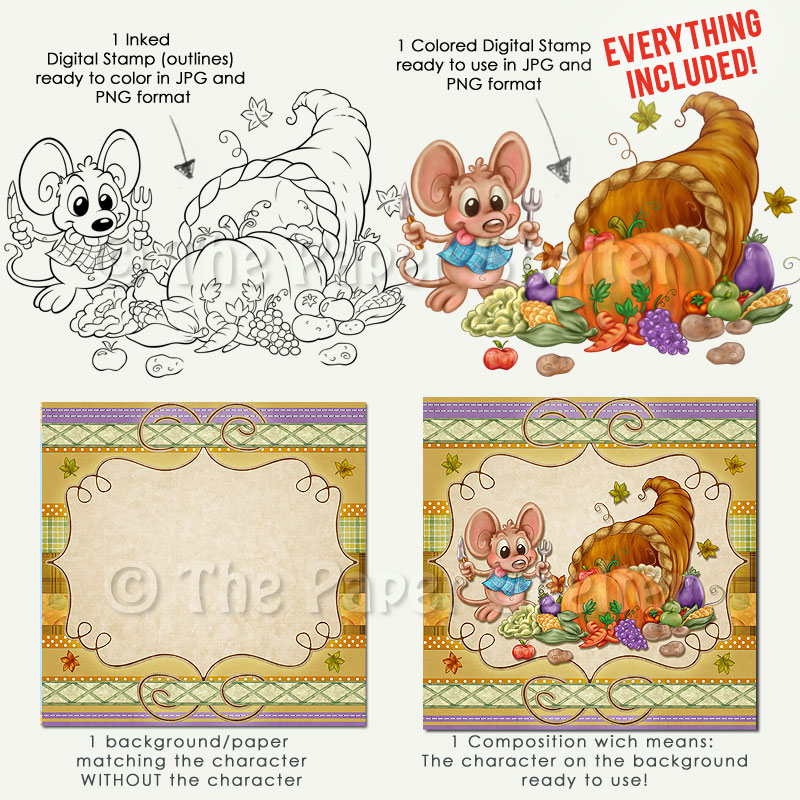 Funny Cornucopia - Digital Stamp - Click Image to Close