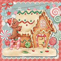 Gingerbread House - Digital Stamp - Click Image to Close