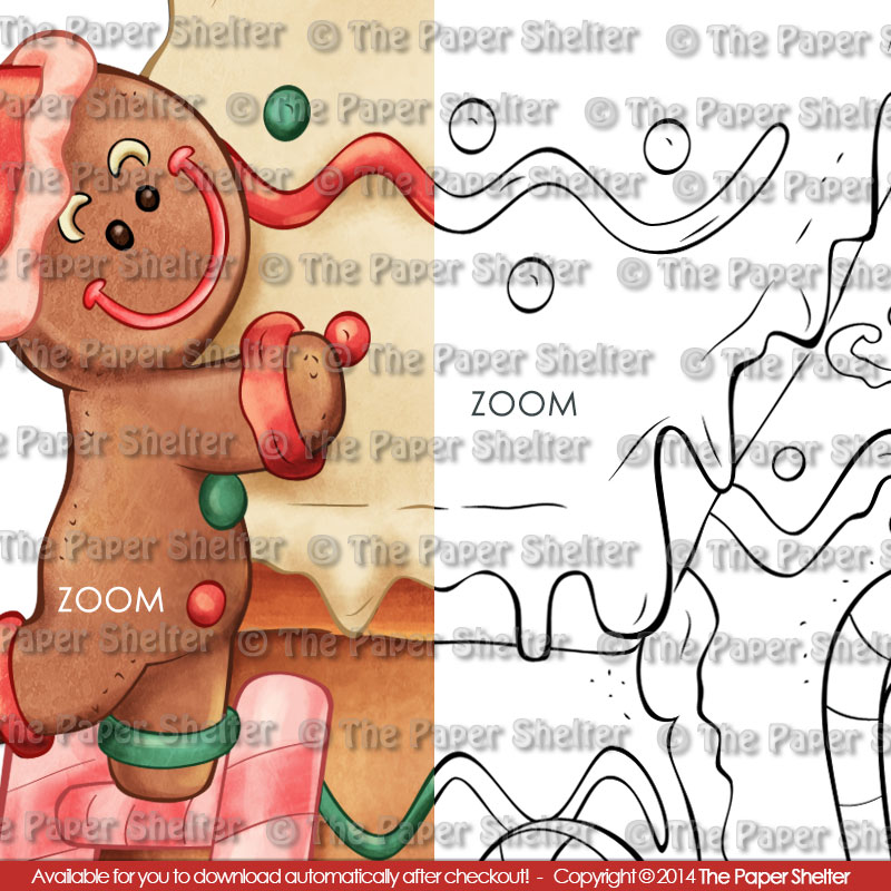 Gingerbread House - Digital Stamp - Click Image to Close