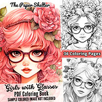 Girls with Glasses - Digital Coloring Book