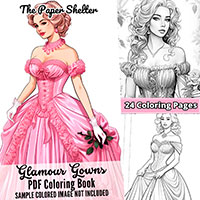 Glamour Gowns - Digital Coloring Book