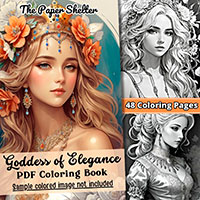 Goddess Of Elegance - Digital Coloring Book
