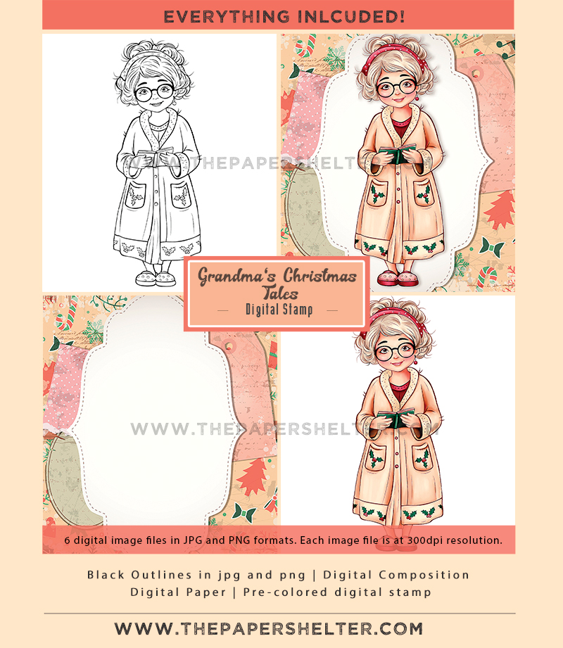 Grandma's Christmas Tales - Digital Stamp - Click Image to Close