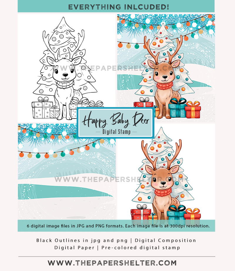 Happy Baby Deer - Digital Stamp