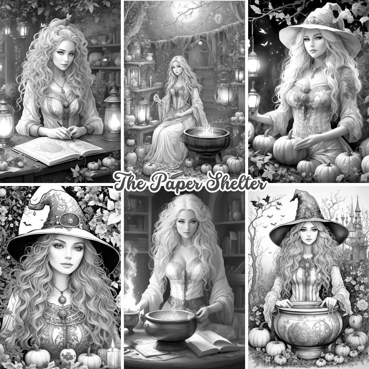 High Fantasy Witches - Digital Coloring Book - Click Image to Close