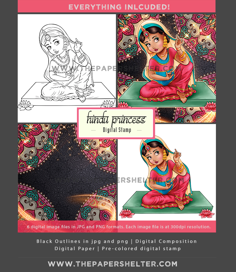 Hindu Princess - Digital Stamp