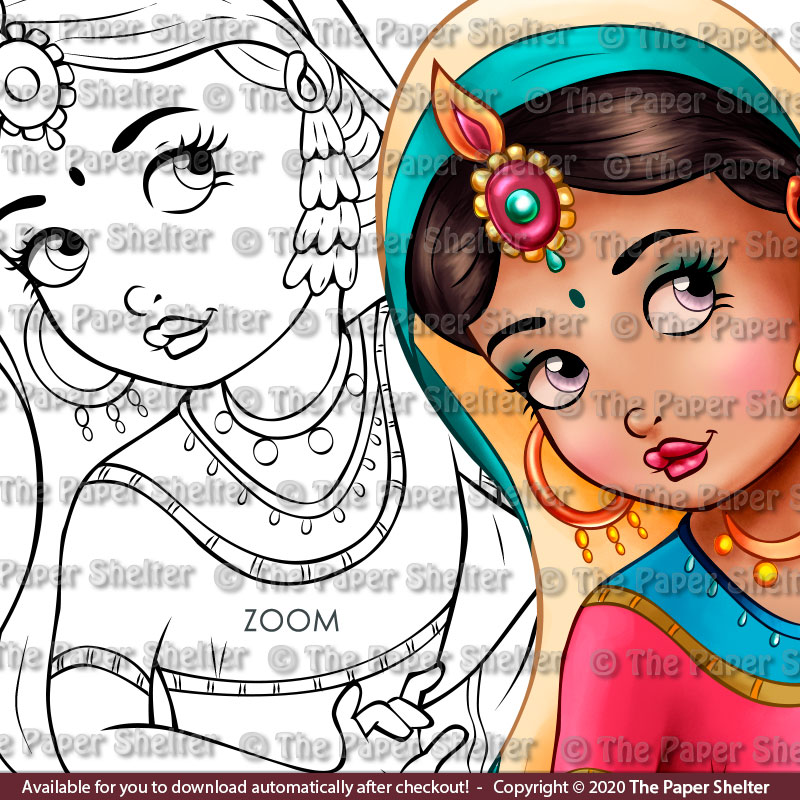 Hindu Princess - Digital Stamp