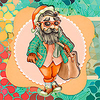 Hipster Santa - Digital Stamp