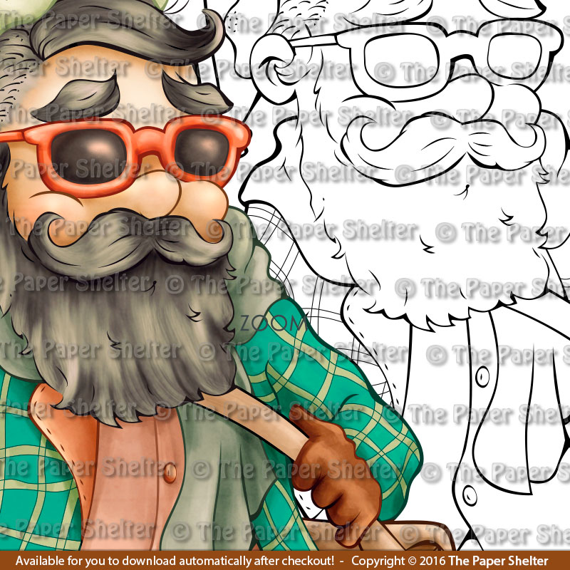 Hipster Santa - Digital Stamp