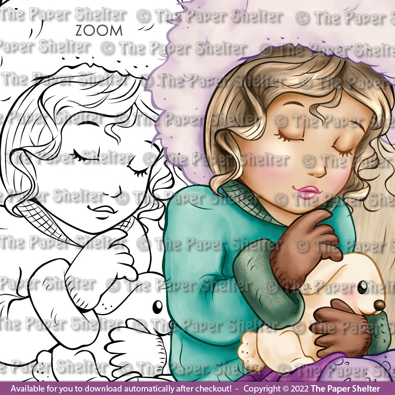 Hugging My Winter Bunny - Digital Stamp