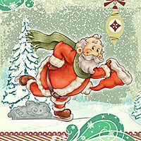 Ice Skating Santa - Digital Stamp