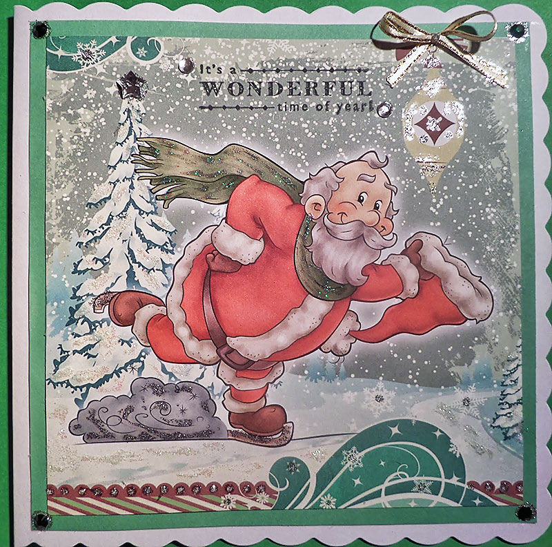 Ice Skating Santa - Digital Stamp - Click Image to Close