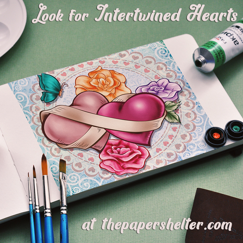 Intertwined Hearts - Digital Stamp - Click Image to Close