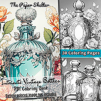 Intricate Vintage Bottles - Digital Coloring Book