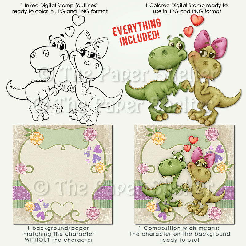 Jurassic Love - Digital Stamp - Click Image to Close