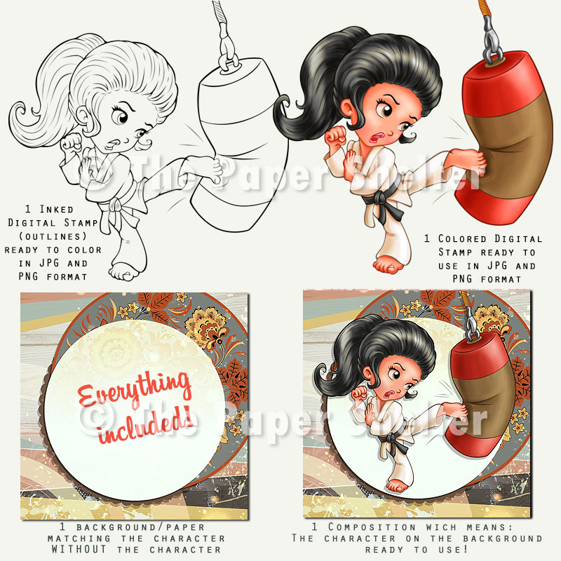 Karate Girl - Digital Stamp - Click Image to Close