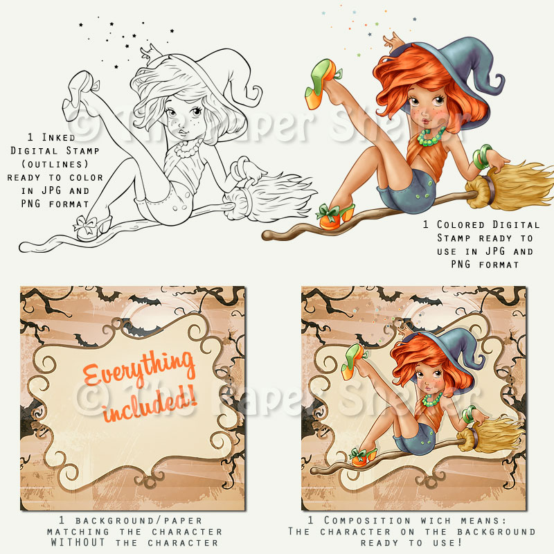 Laid Back Witch - Digital Stamp - Click Image to Close