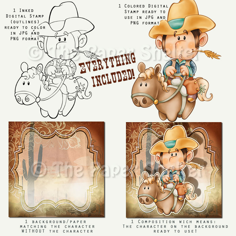 Lil' Cowboy - Digital Stamp - Click Image to Close