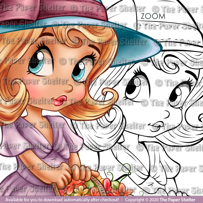 Little Flower Lady - Digital Stamp - Click Image to Close