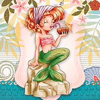 Little Mermaid On Vacation! - Digital Stamp