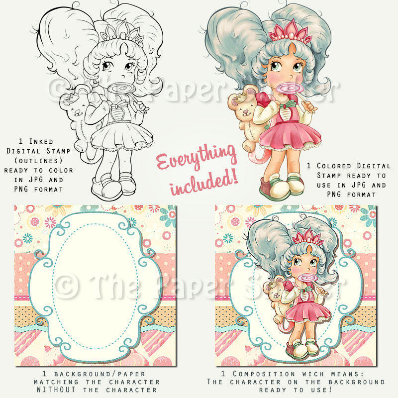 Lollipop Princess - Digital Stamp