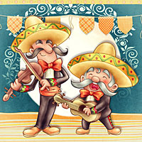 Los Mariachis - Digital Stamp