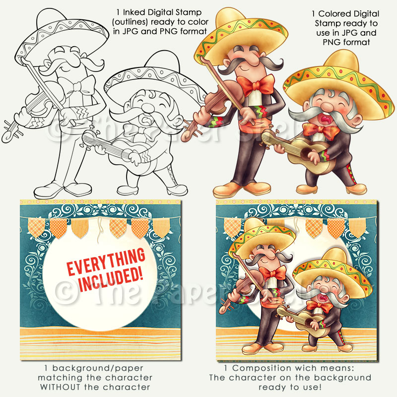 Los Mariachis - Digital Stamp