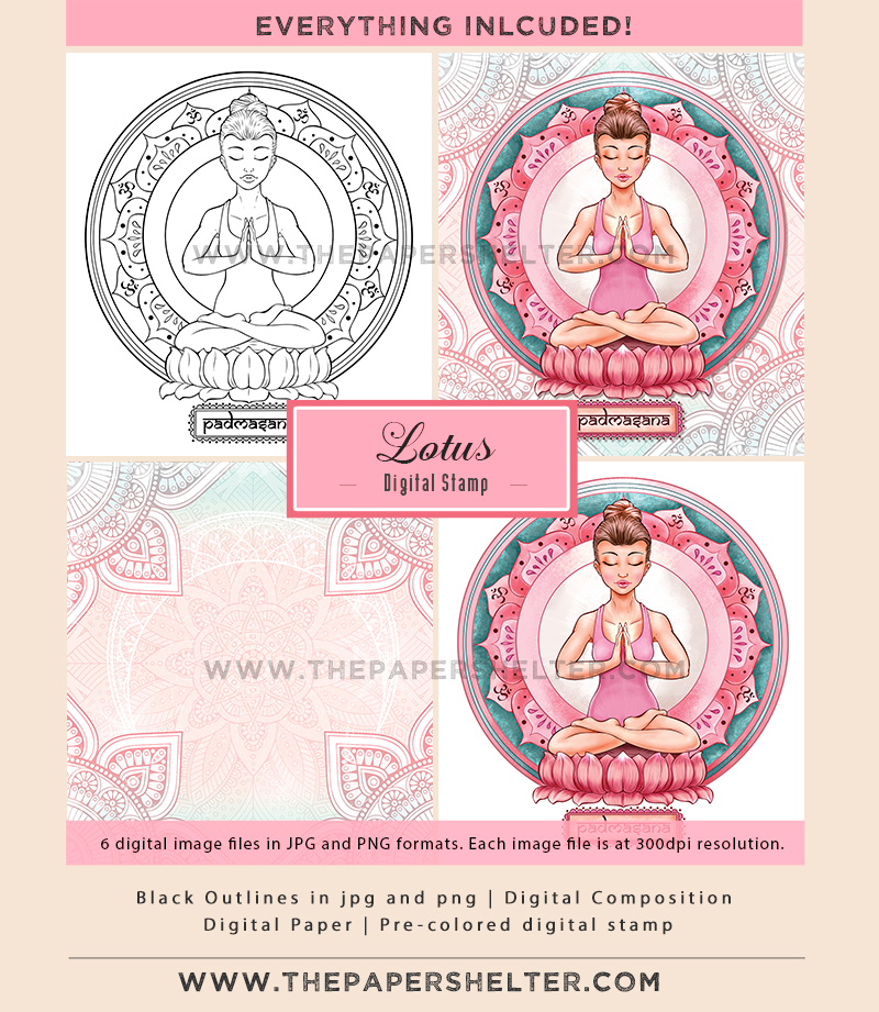 Lotus Pose (Padmasana) - Digital Stamp