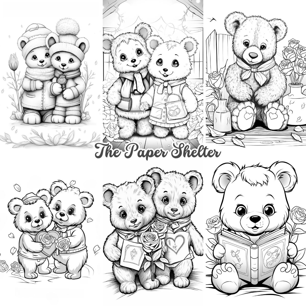 Lovely Bears - Digital Coloring Book