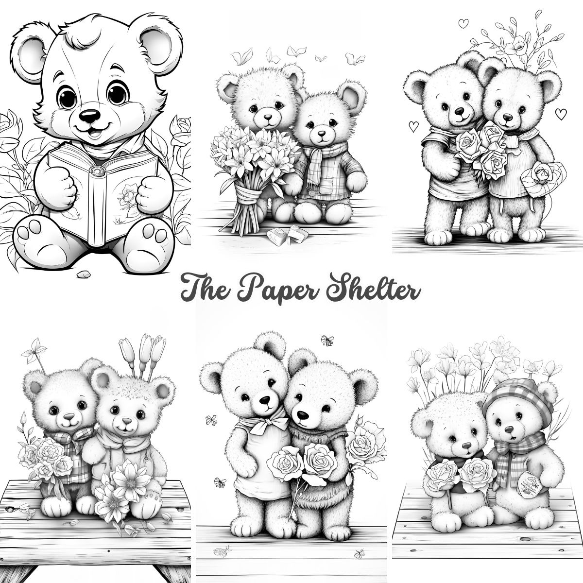 Lovely Bears - Digital Coloring Book