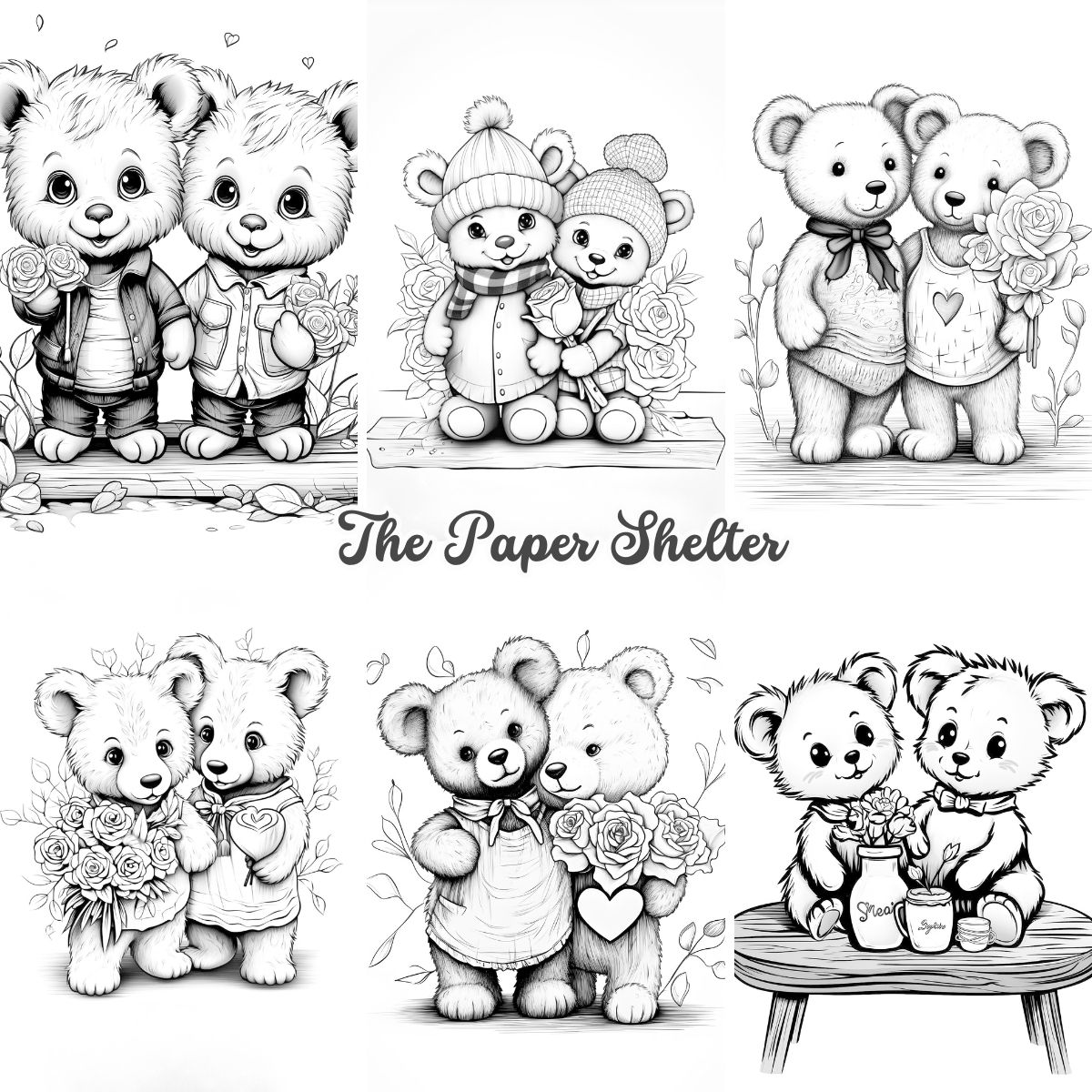 Lovely Bears - Digital Coloring Book