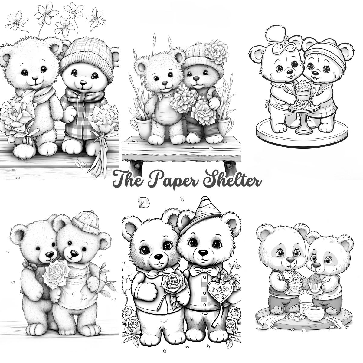 Lovely Bears - Digital Coloring Book