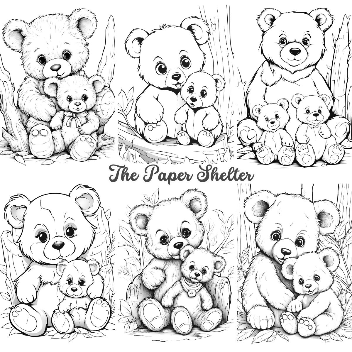 Lovely Bears - Digital Coloring Book