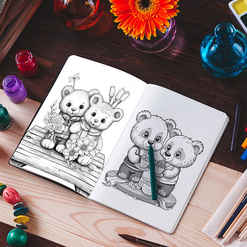 Lovely Bears - Digital Coloring Book - Click Image to Close