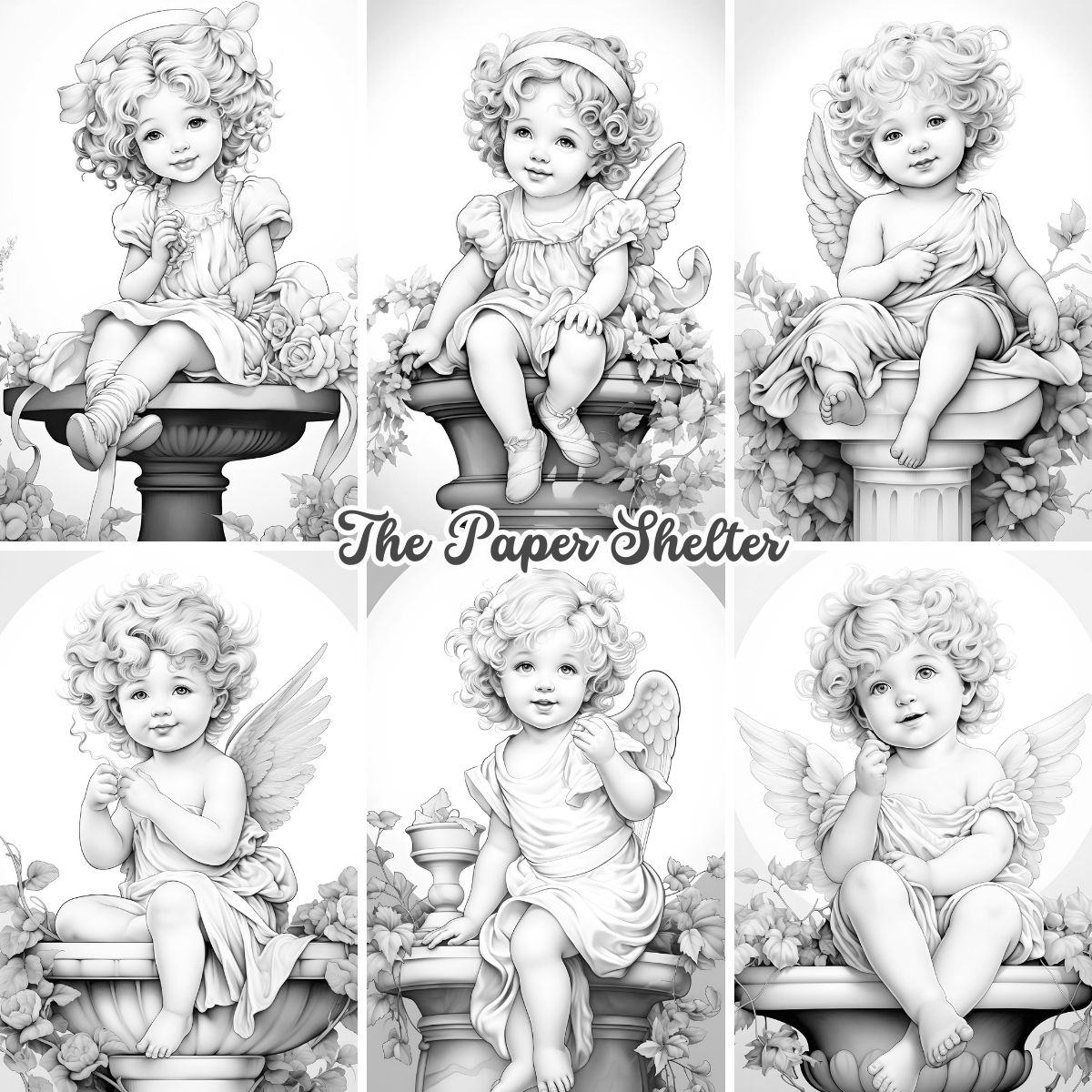 Lovely Cherubs - Digital Coloring Book - Click Image to Close