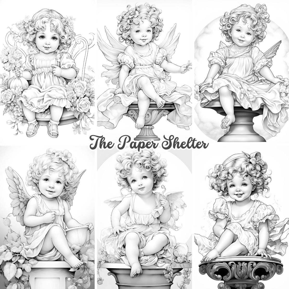 Lovely Cherubs - Digital Coloring Book - Click Image to Close