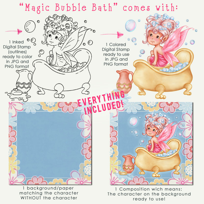 Magic Bubble Bath - Digital Stamp - Click Image to Close