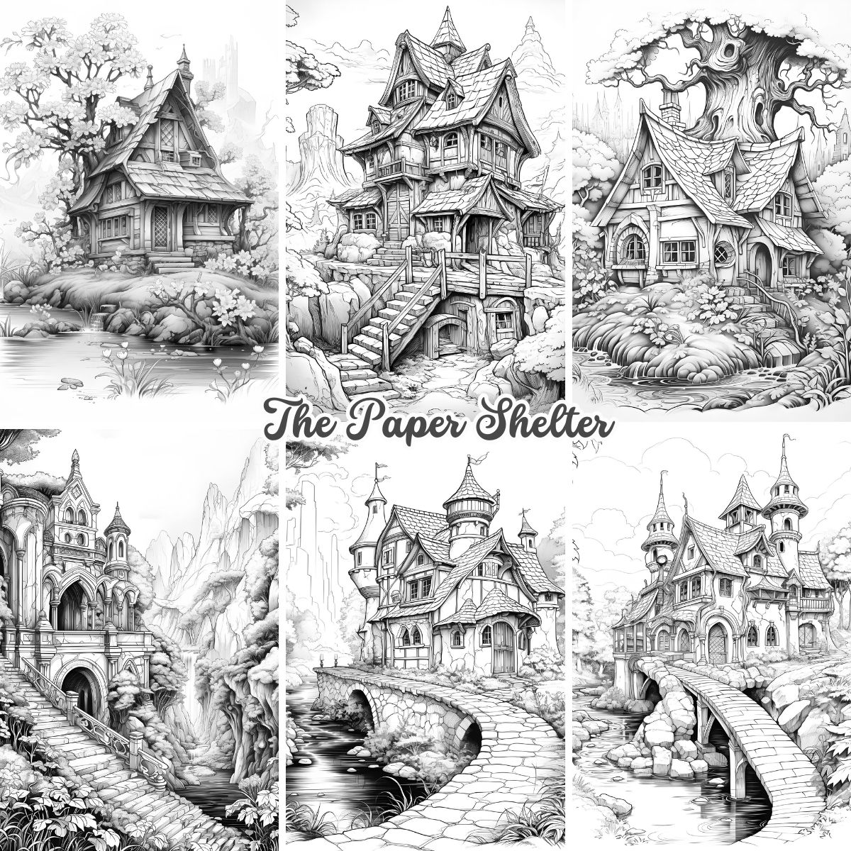 Majestic Cabins - Digital Coloring Book