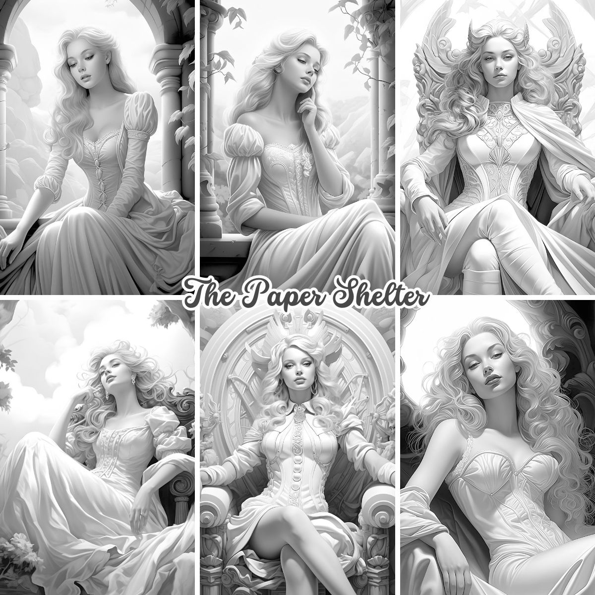 Majestic Princesses - Digital Coloring Book - Click Image to Close