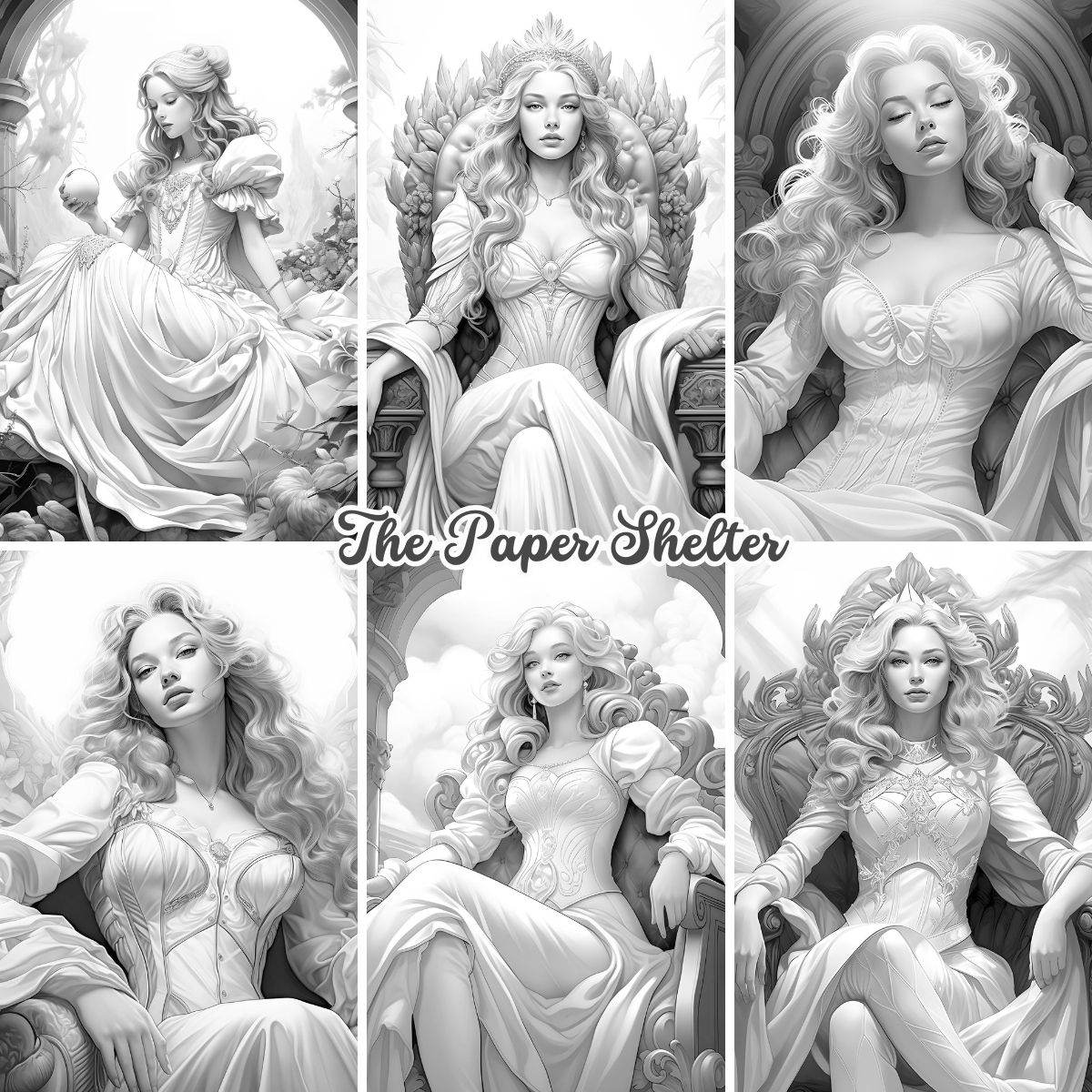 Majestic Princesses - Digital Coloring Book - Click Image to Close