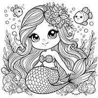 Mermaid's Dreamland - Single JPG Coloring Page